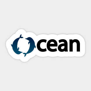 Ocean being in ocean typography design Sticker